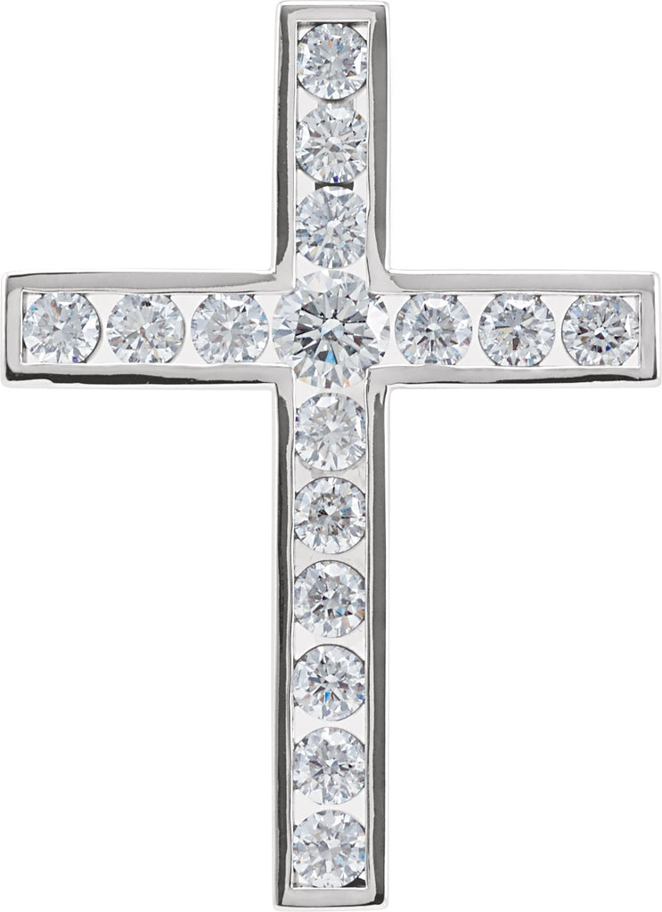 14k white 1 1/2 ctw diamond 32.4x23.6 mm cross pendant