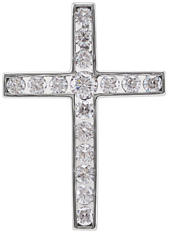 14k white 1/3 ctw diamond 20.4x14.9 mm cross pendant 