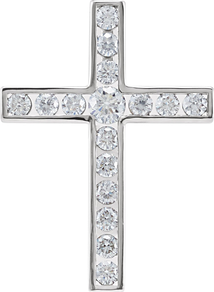 14k white 3/4 ctw diamond 26.1x18.9 mm cross pendant