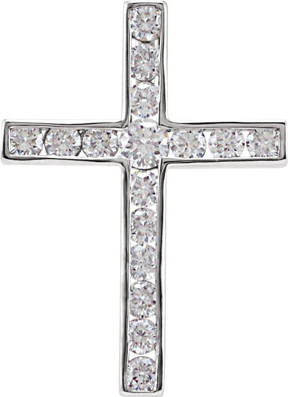 14k white 1/4 ctw diamond 17.5x12.6 mm cross pendant