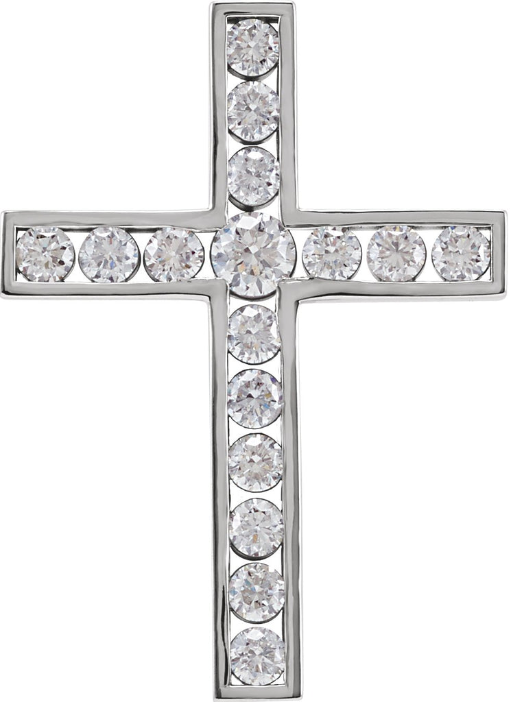 14k white 1 ctw diamond 29.2x21.2 mm cross pendant