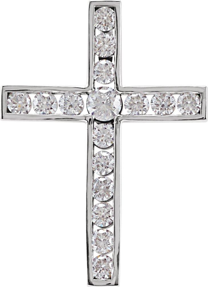 14k white 1/2 ctw diamond 21.8x15.8 mm cross pendant 