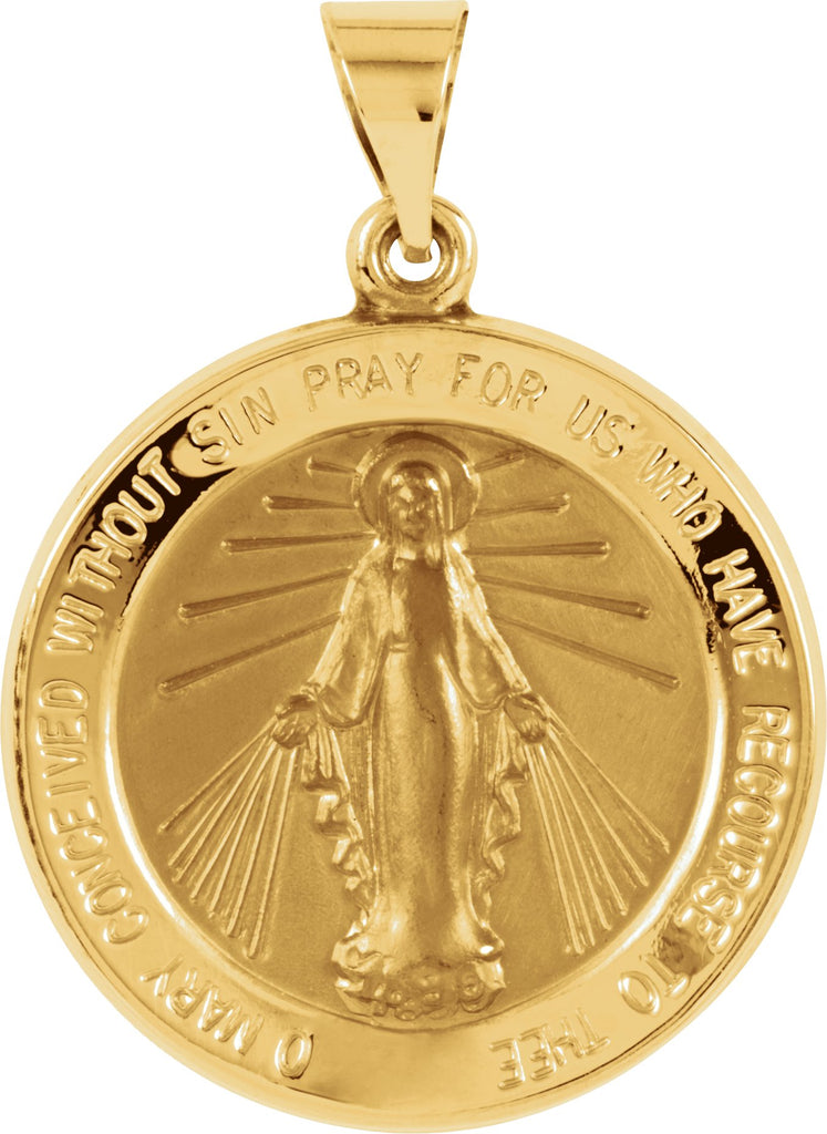 14k yellow 22 mm hollow round miraculous medal