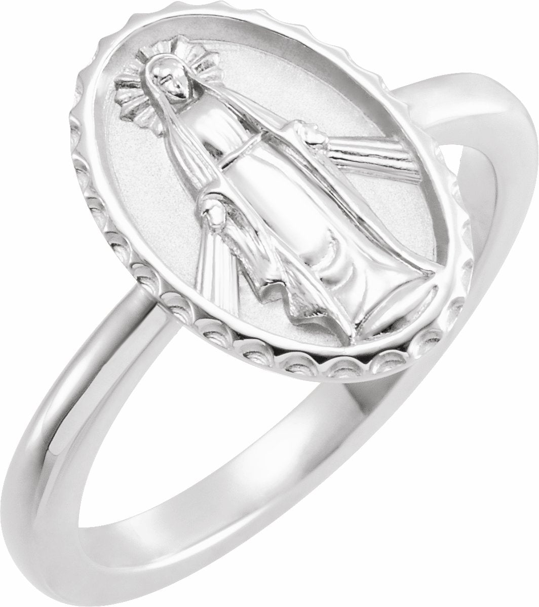 sterling silver miraculous medal ring