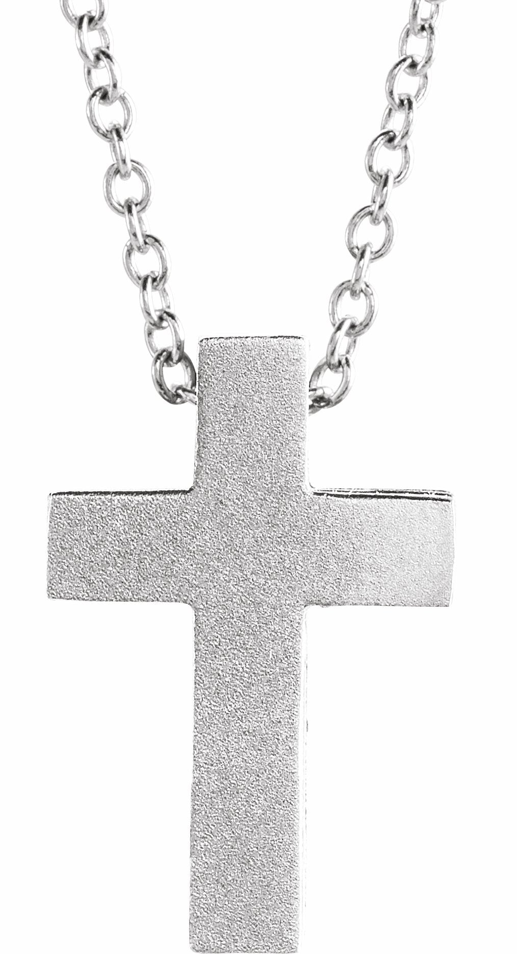 sterling silver 13.5x9 mm scroll cross 16-18" necklace