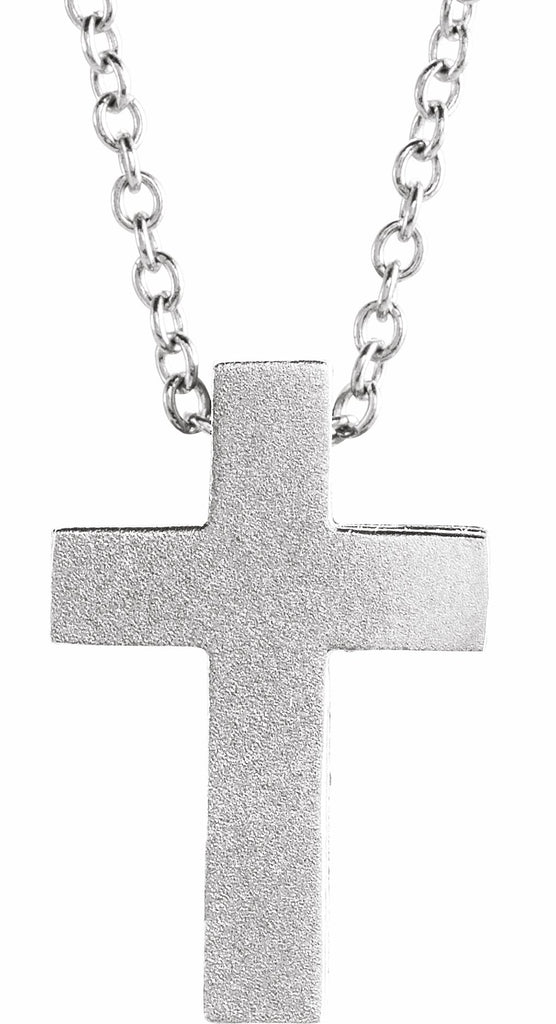 sterling silver 13.5x9 mm scroll cross 16-18" necklace