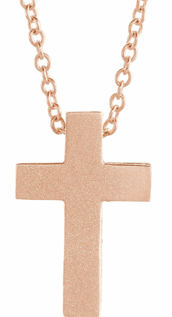 14k rose 13.5x9 mm scroll cross 16-18" necklace