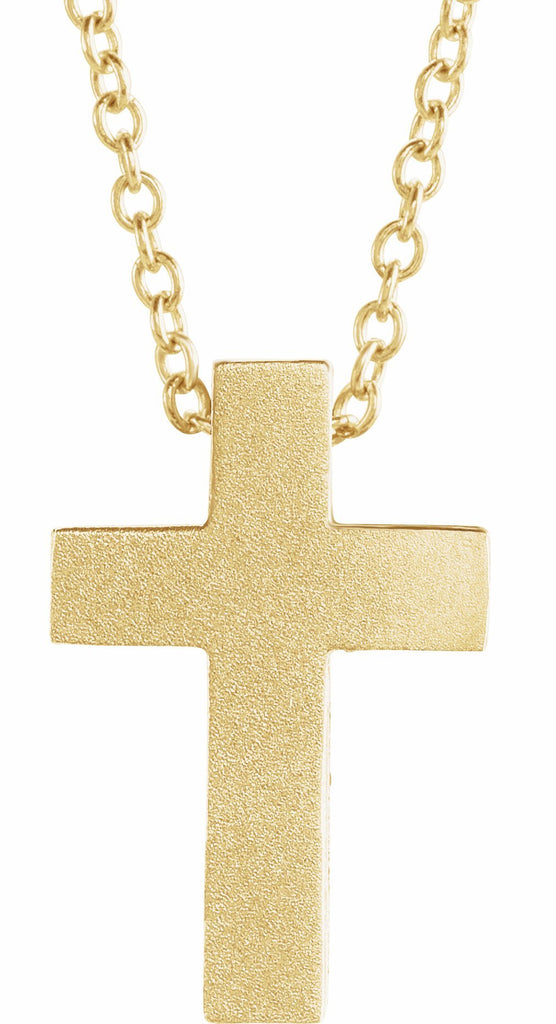 14k yellow 13.5x9 mm scroll cross 16-18" necklace