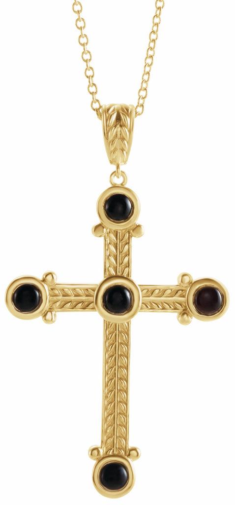 14k yellow onyx cross 16-18" necklace