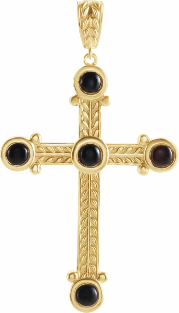 14k yellow onyx cross pendant 