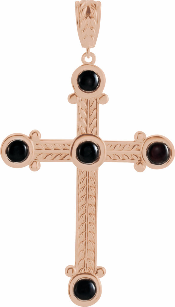 14k rose onyx cross pendant 