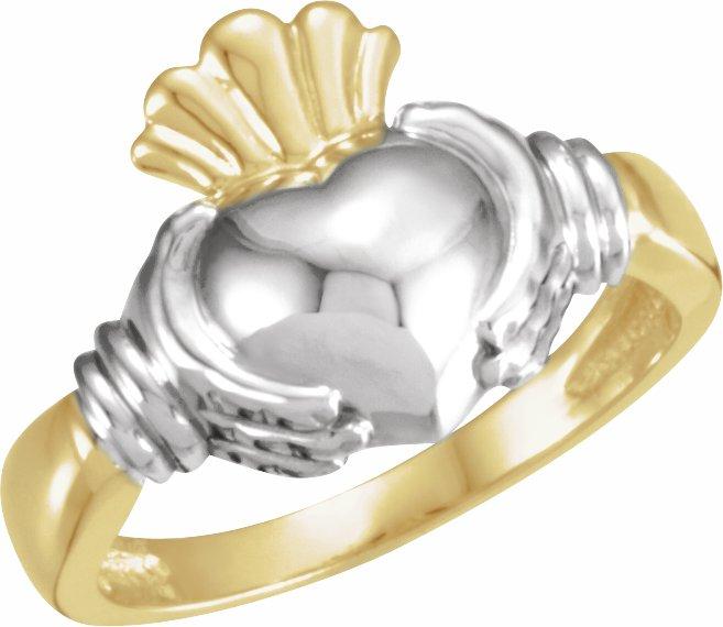 10k yellow/white claddagh ring size 7