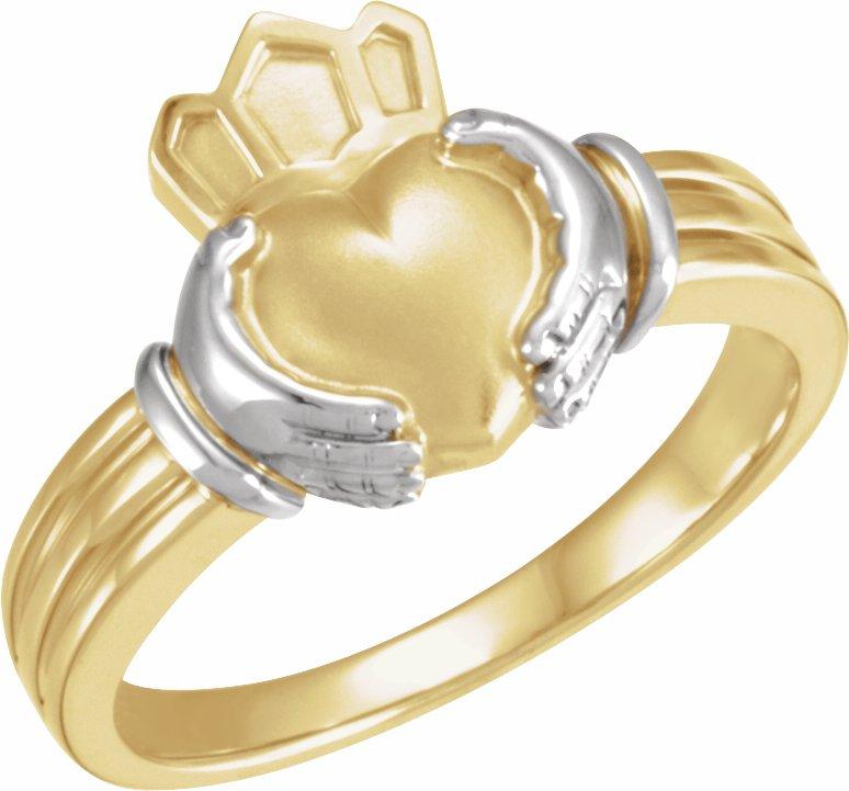 10k yellow/white claddagh ring