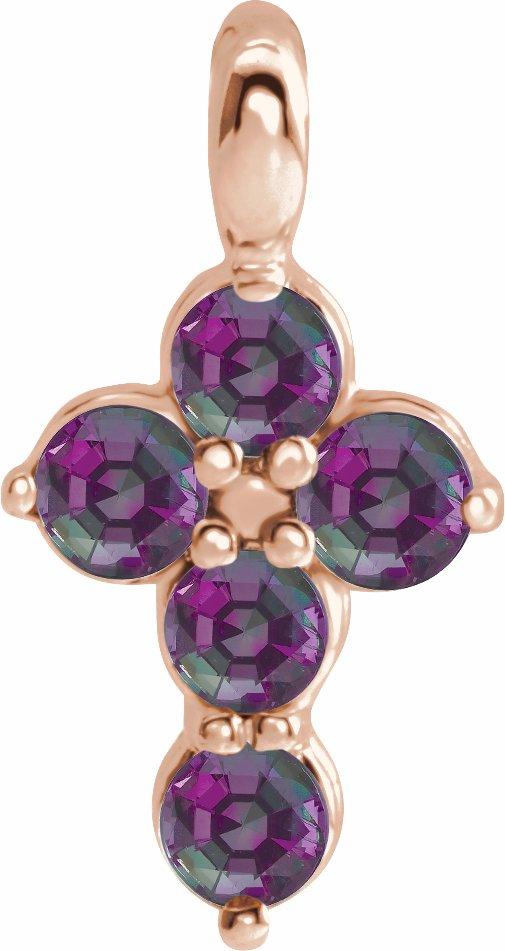 14k rose alexandrite cross pendant