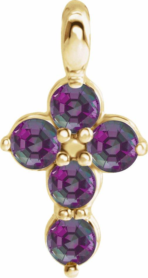 14k yellow chathamâ® created alexandrite cross pendant