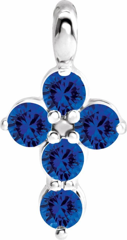 platinum chathamâ® created blue sapphire cross pendant