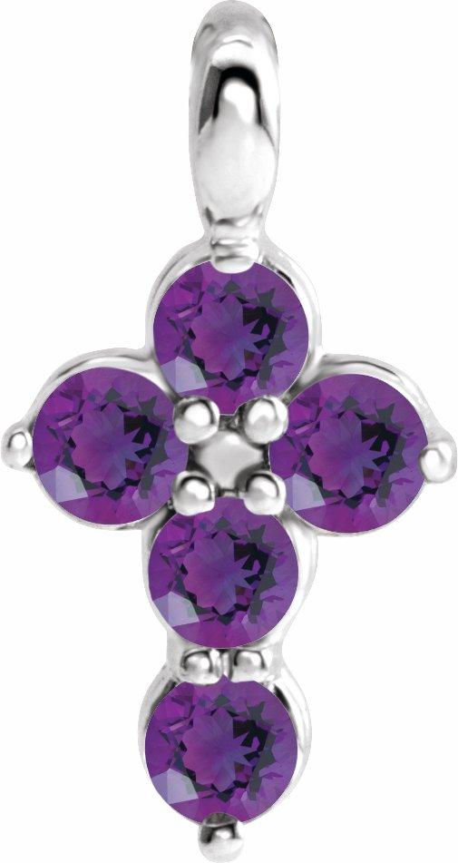 14k white amethyst cross pendant