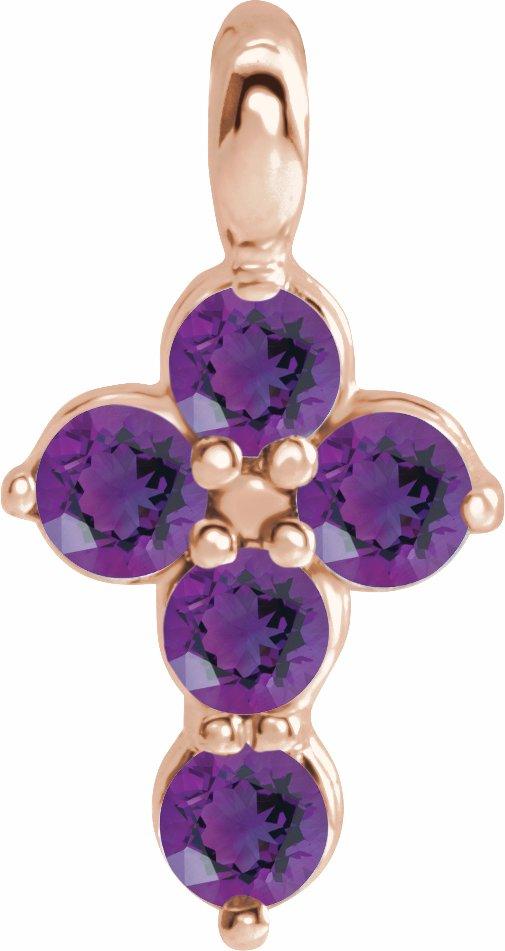 14k rose amethyst cross pendant