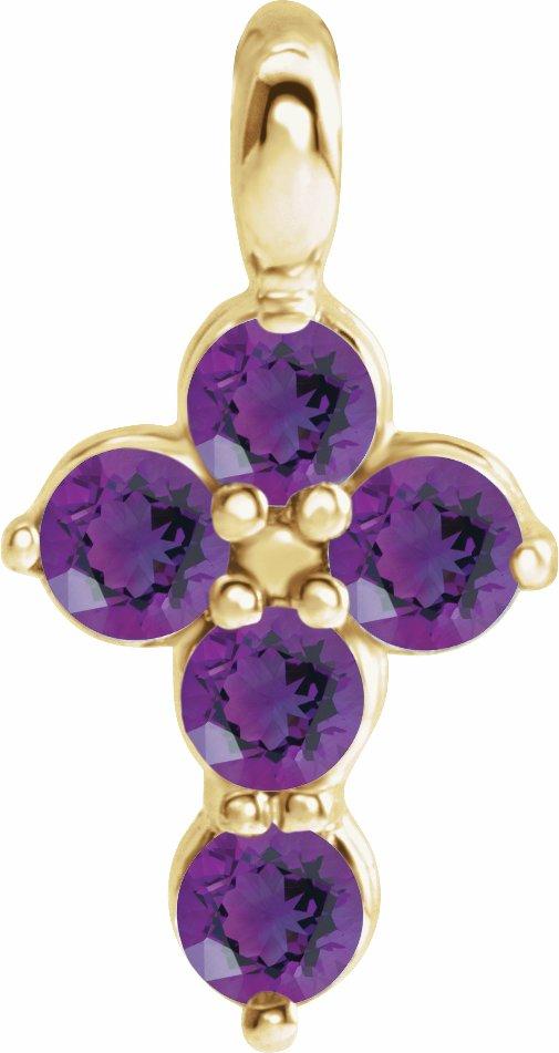 14k yellow amethyst cross pendant