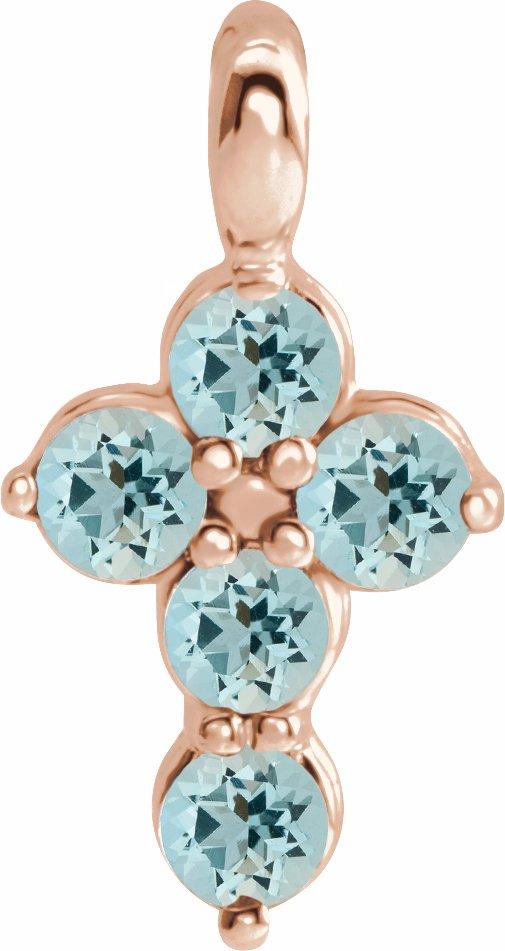 14k rose aquamarine cross pendant    