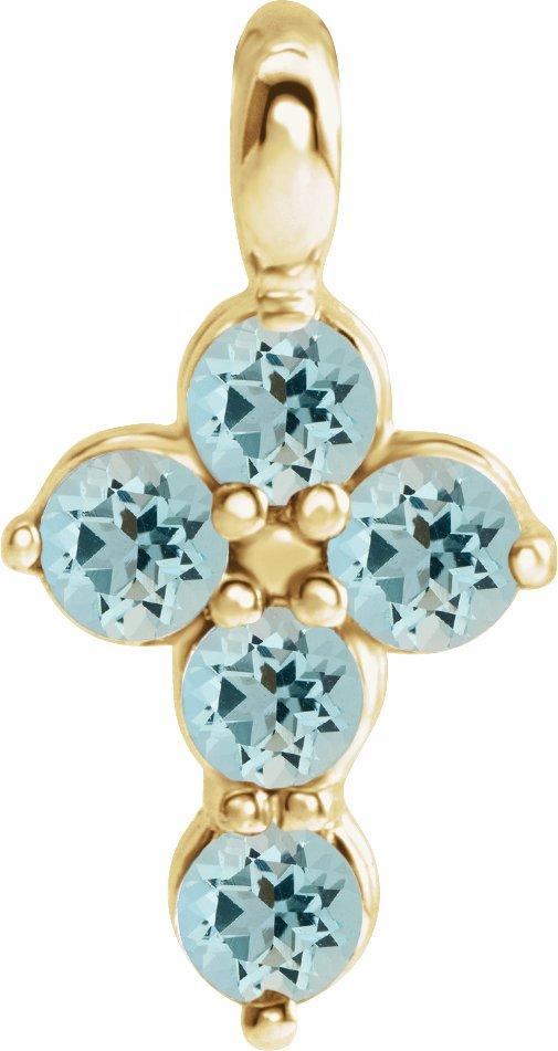 14k yellow aquamarine cross pendant    