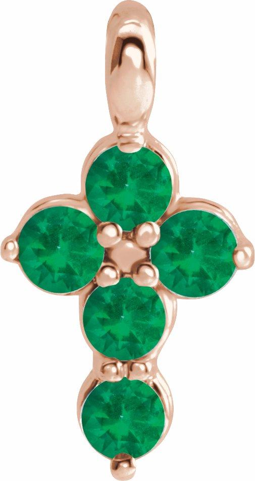 14k rose emerald cross pendant