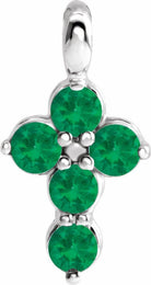 sterling silver chathamâ® created emerald cross pendant