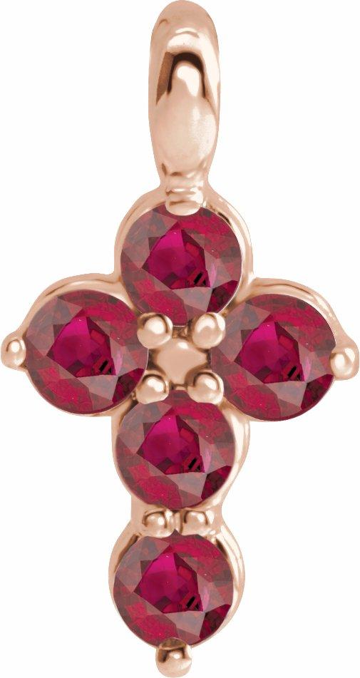 14k rose chathamâ® created ruby cross pendant