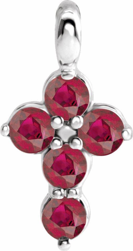 sterling silver chathamâ® created ruby cross pendant