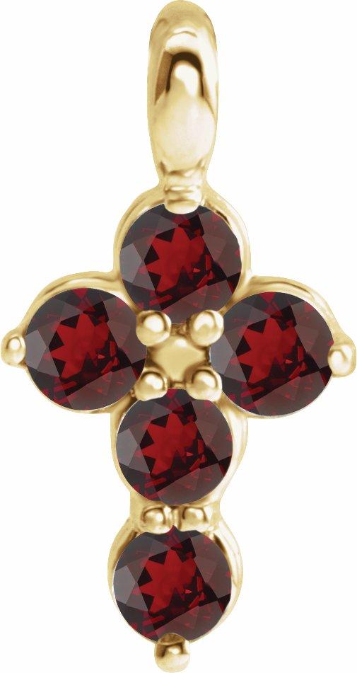 14k yellow garnet cross pendant