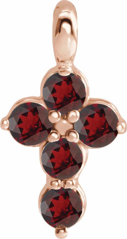 14k rose garnet cross pendant