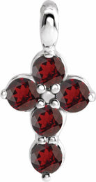 sterling silver garnet cross pendant