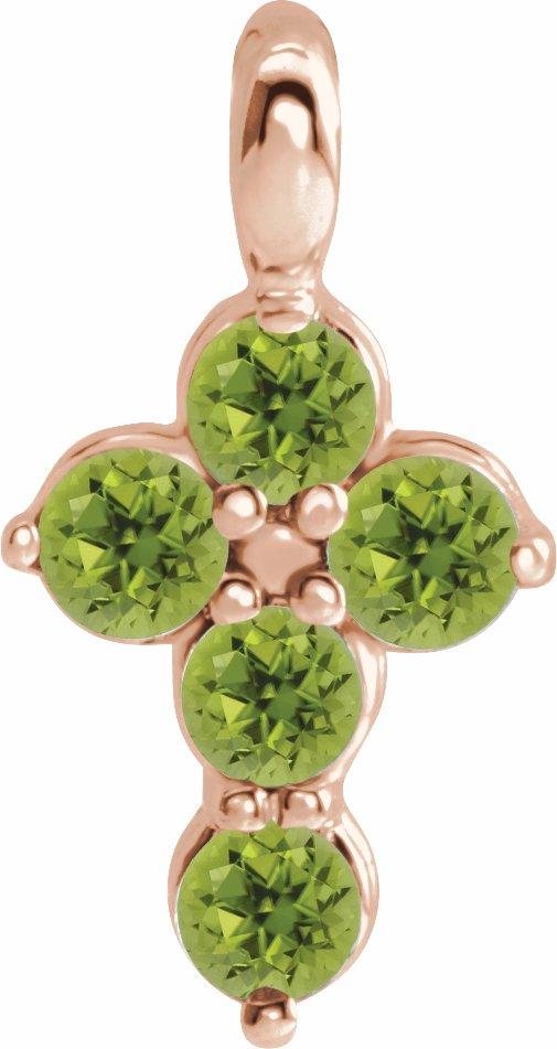 14k rose peridot cross pendant