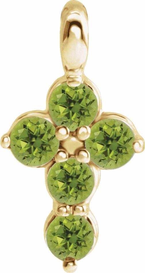 14k yellow peridot cross pendant