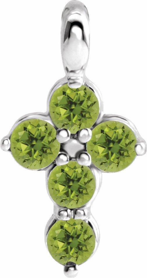 14k white peridot cross pendant