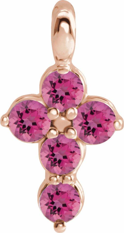 14k rose pink tourmaline cross pendant