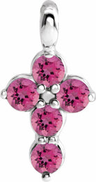 sterling silver pink tourmaline cross pendant