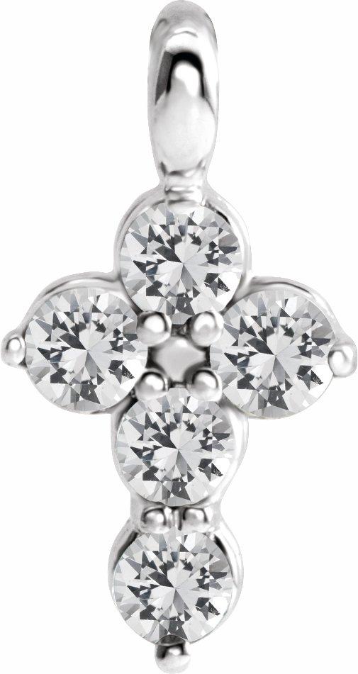 14k white sapphire cross pendant