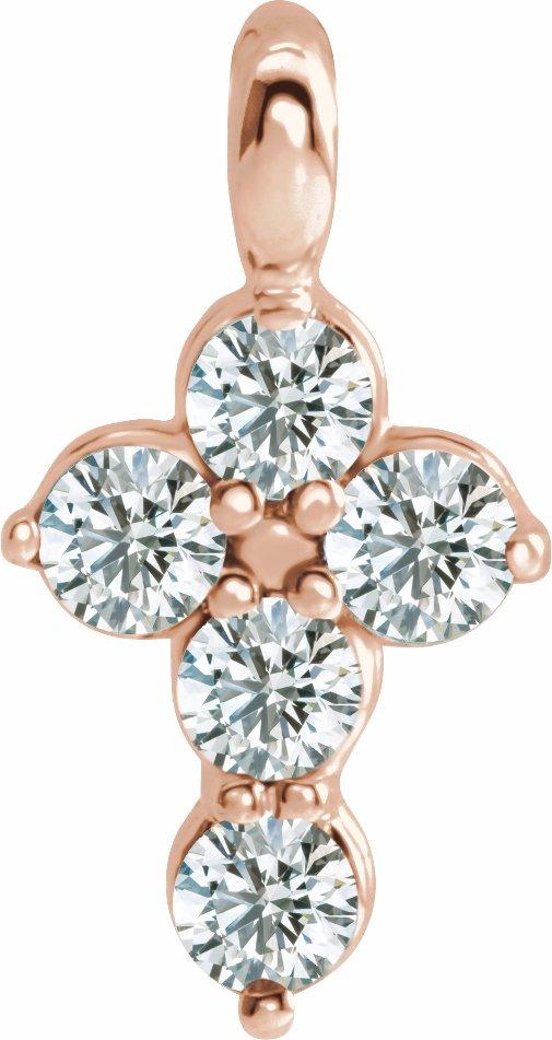 14k rose 1/6 ctw diamond cross pendant