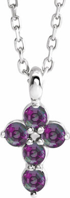 sterling silver chathamâ® created alexandrite cross 16-18" necklace