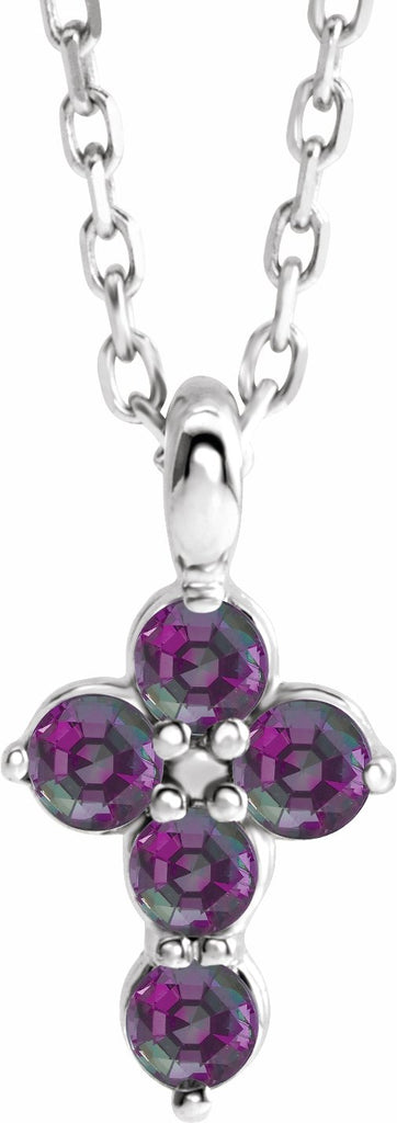 sterling silver chathamâ® created alexandrite cross 16-18" necklace