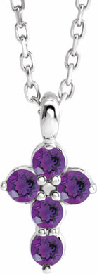 sterling silver amethyst cross 16-18" necklace