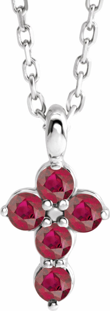 sterling silver chathamâ® created ruby cross 16-18" necklace