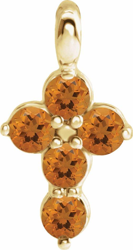 14k yellow citrine cross pendant