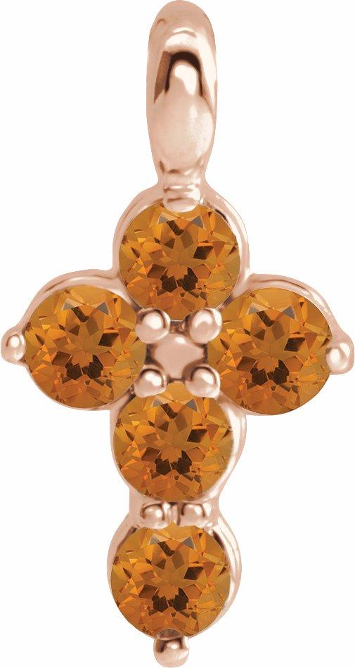 14k rose citrine cross pendant