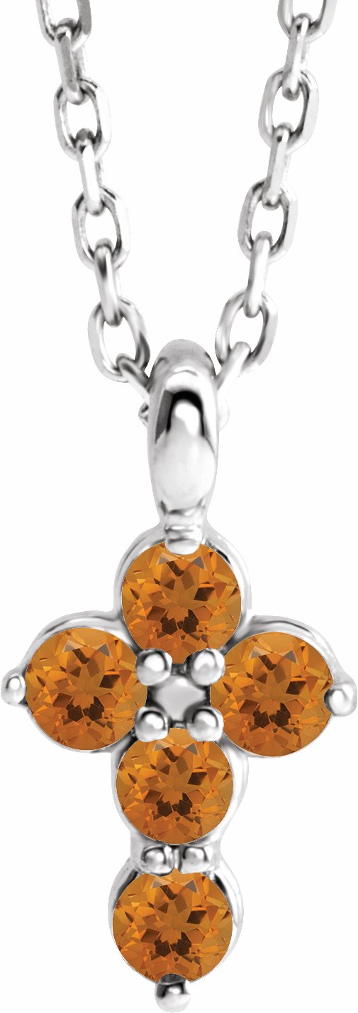 sterling silver citrine cross 16-18" necklace