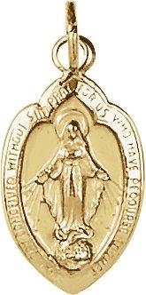 14k yellow 13x8 mm oval miraculous medal pendant  