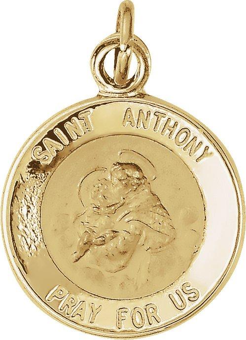 14k yellow 12 mm st. anthony medal