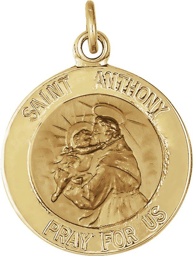 14k yellow 15 mm st. anthony medal