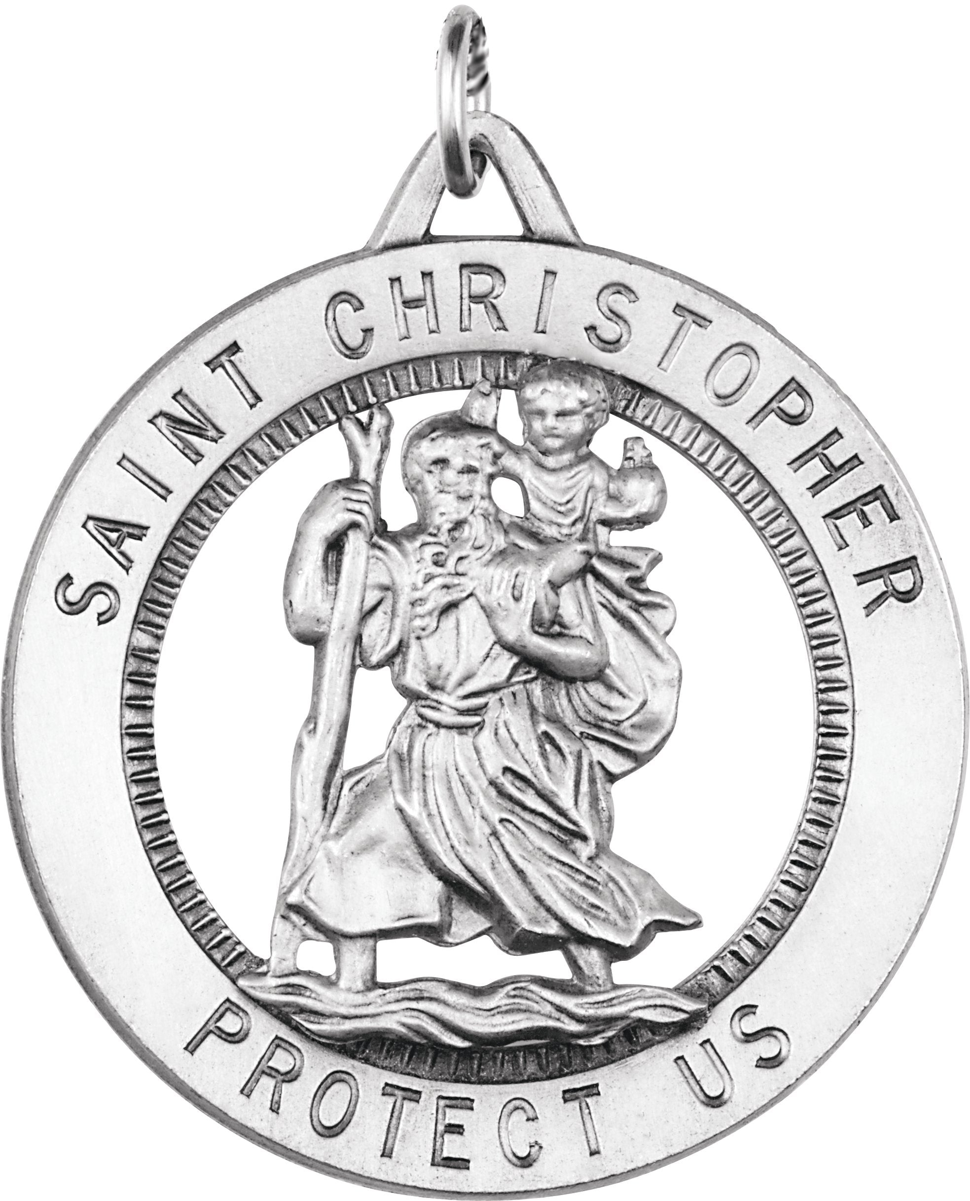 sterling silver 25 mm st. christopher medal  